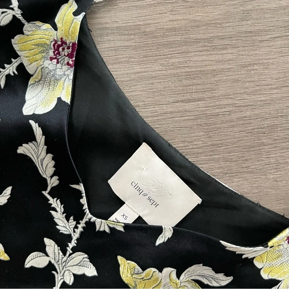Cinq a‎ Sept Rayna Silk Floral Cold Shoulder Blouse